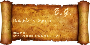 Babják Gyula névjegykártya