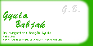 gyula babjak business card